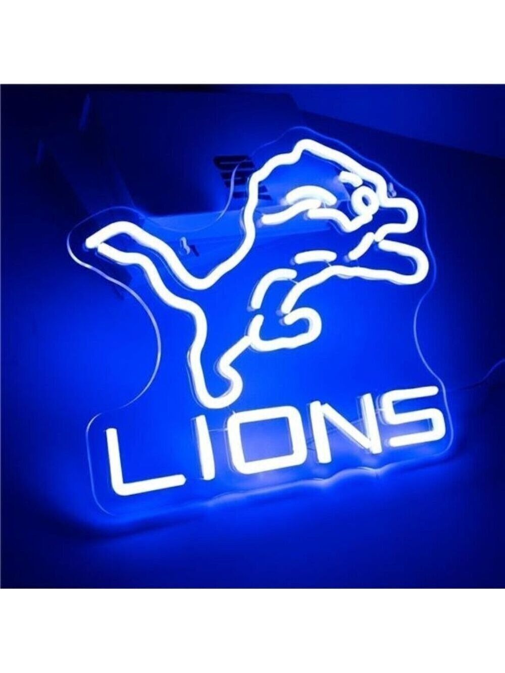 NFL Detroit Lions Team Logo Light Sports Signs Football LED Neon Bar Man Cave - Picture 2 of 6